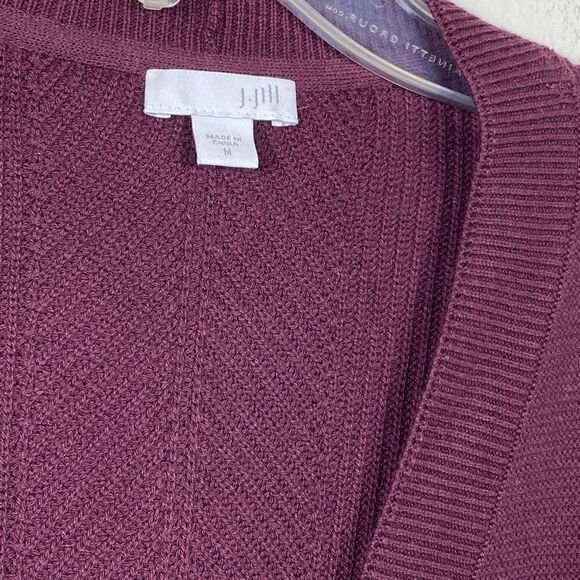J. Jill Burgundy Red Knit Long Button Up Duster Cardigan Sweater Size M - Picture 3 of 7